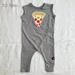 💙2/$25 Whistle & Flute 1-2 Years Baby Toddler Pizza Grey Sleeveless Romper